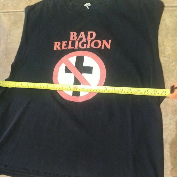 RARE BAD RELIGION XL PUNK KBD VINTAGE ANVIL TOUR CUT SLEEVELESS T-SHIRT 2 SIDED - Picture 7 of 8